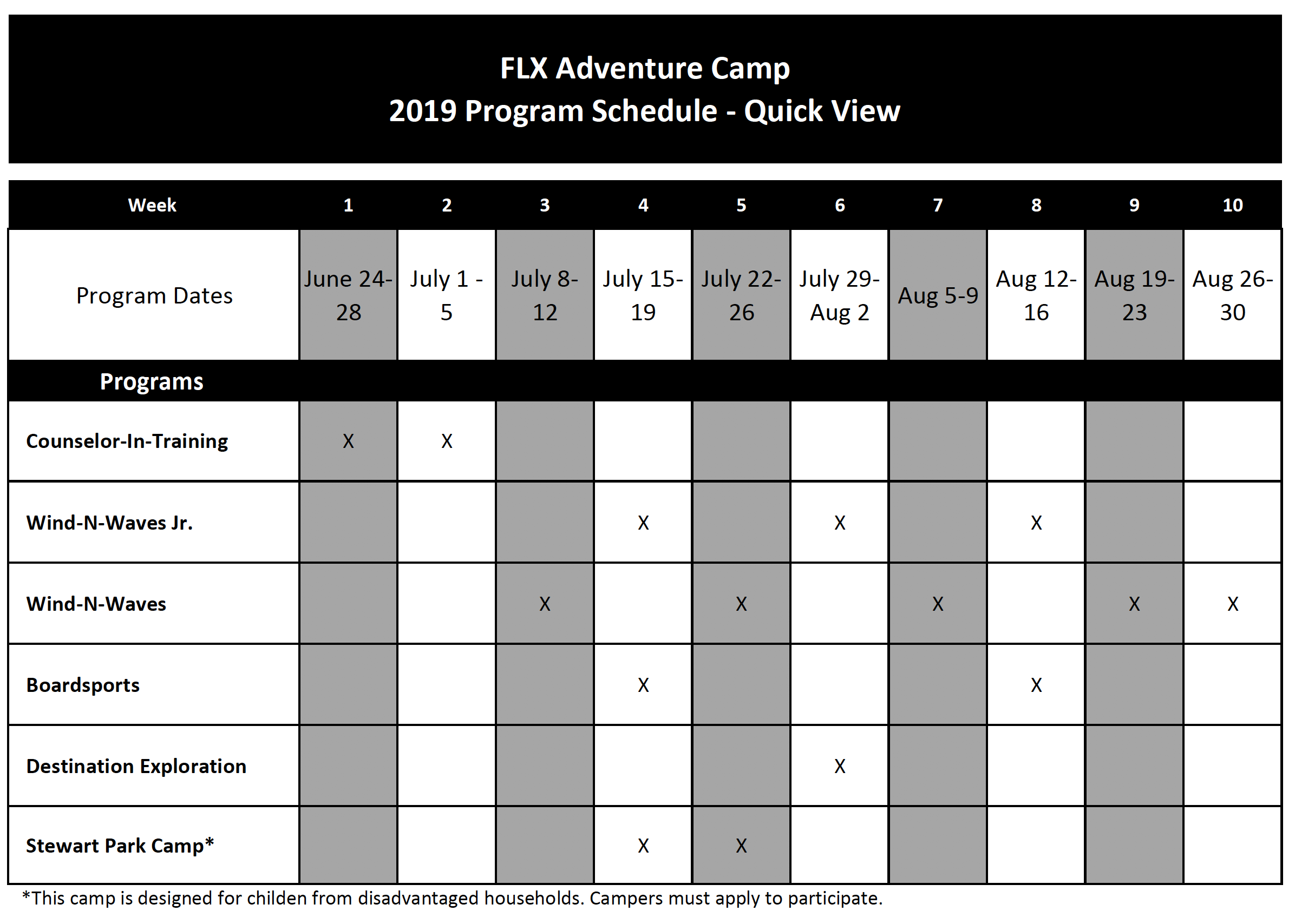 FLXAdventureCampSchedule Finger Lakes Adventure Camp
